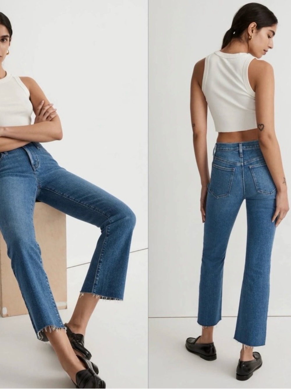 Madewell Medium Blue Mid-Rise Kick Out Cropped Straight Jeans